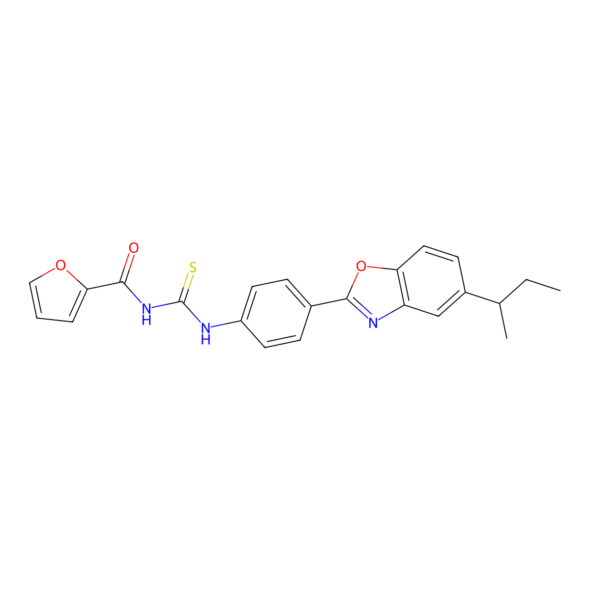 N-[[4-(5-butan-2-yl-1,3-benzoxazol-2-yl)phenyl]carbamothioyl]furan-2-carboxamide molecular structure, CAS 532431-96-2
