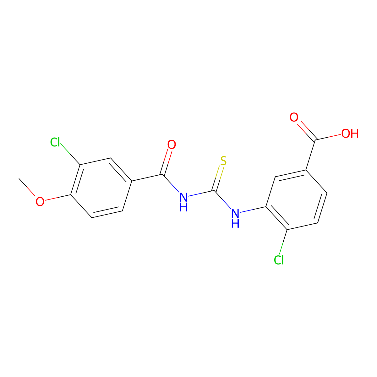4-Chloro-3-({[(3-chloro-4-methoxyphenyl)carbonyl]carbamothioyl}amino)benzoic acid molecular structure, CAS 532432-77-2
