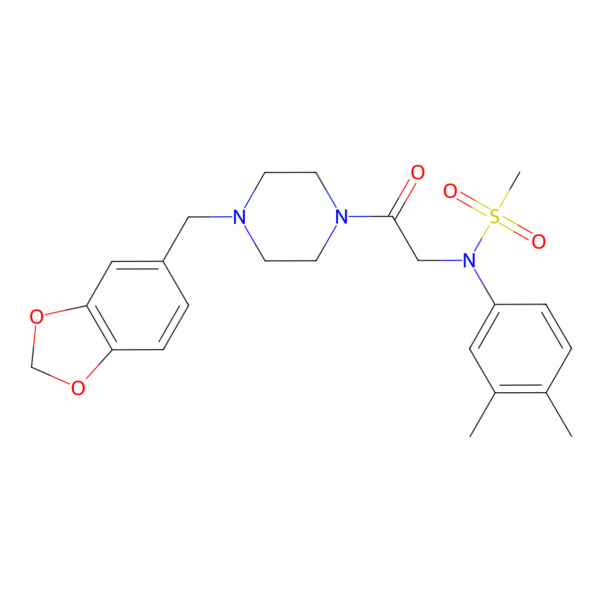 N-[2-[4-(1,3-benzodioxol-5-ylmethyl)piperazin-1-yl]-2-oxoethyl]-N-(3,4-dimethylphenyl)methanesulfonamide molecular structure, CAS 532432-87-4
