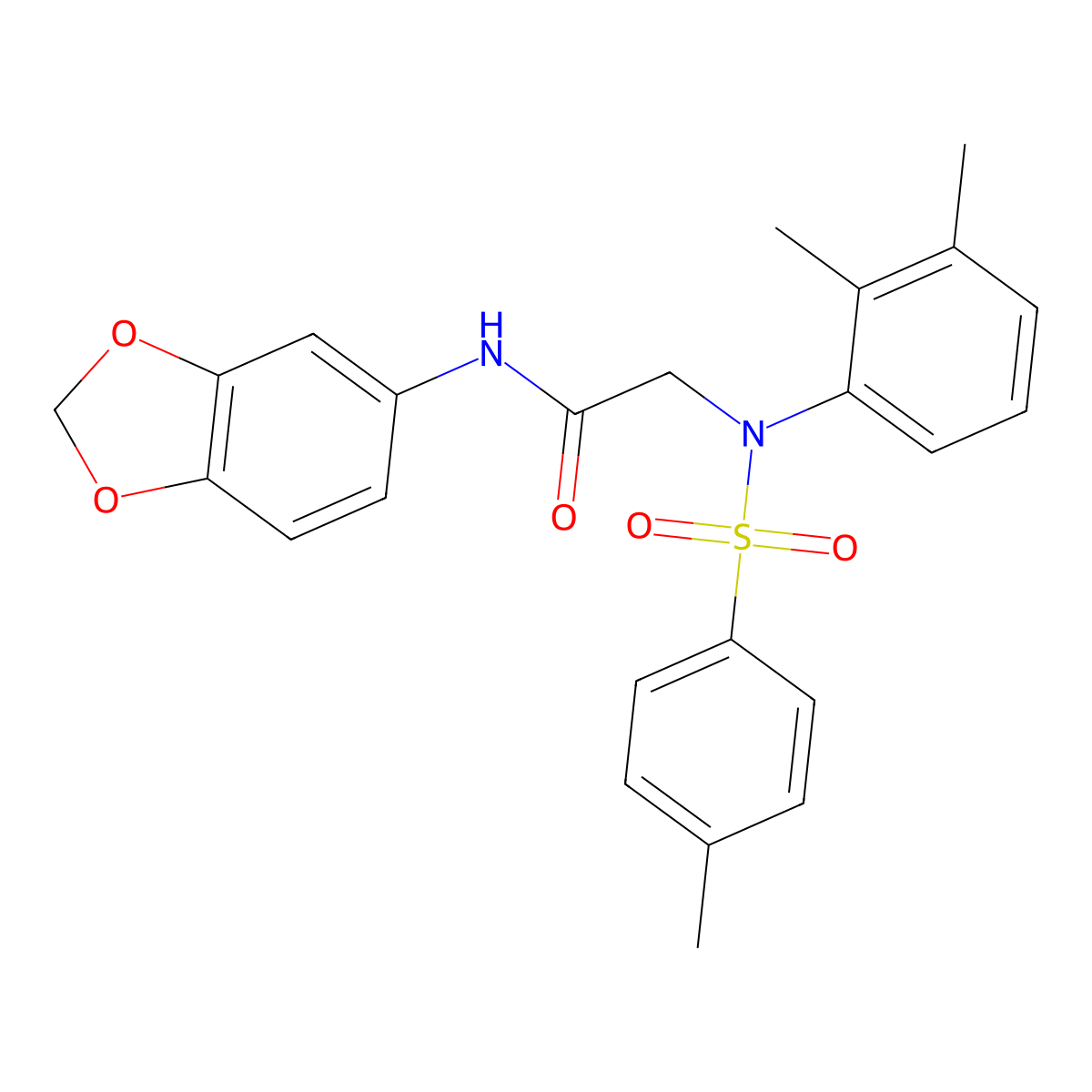 N-(1,3-benzodioxol-5-yl)-2-(2,3-dimethyl-N-(4-methylphenyl)sulfonylanilino)acetamide molecular structure, CAS 532432-97-6
