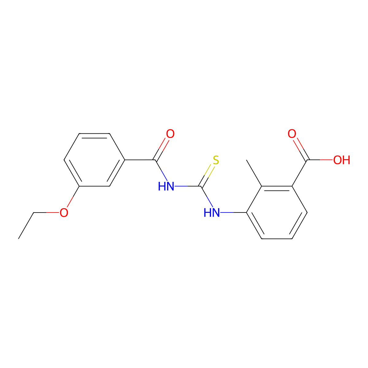 3-({[(3-Ethoxyphenyl)carbonyl]carbamothioyl}amino)-2-methylbenzoic acid molecular structure, CAS 532434-13-2