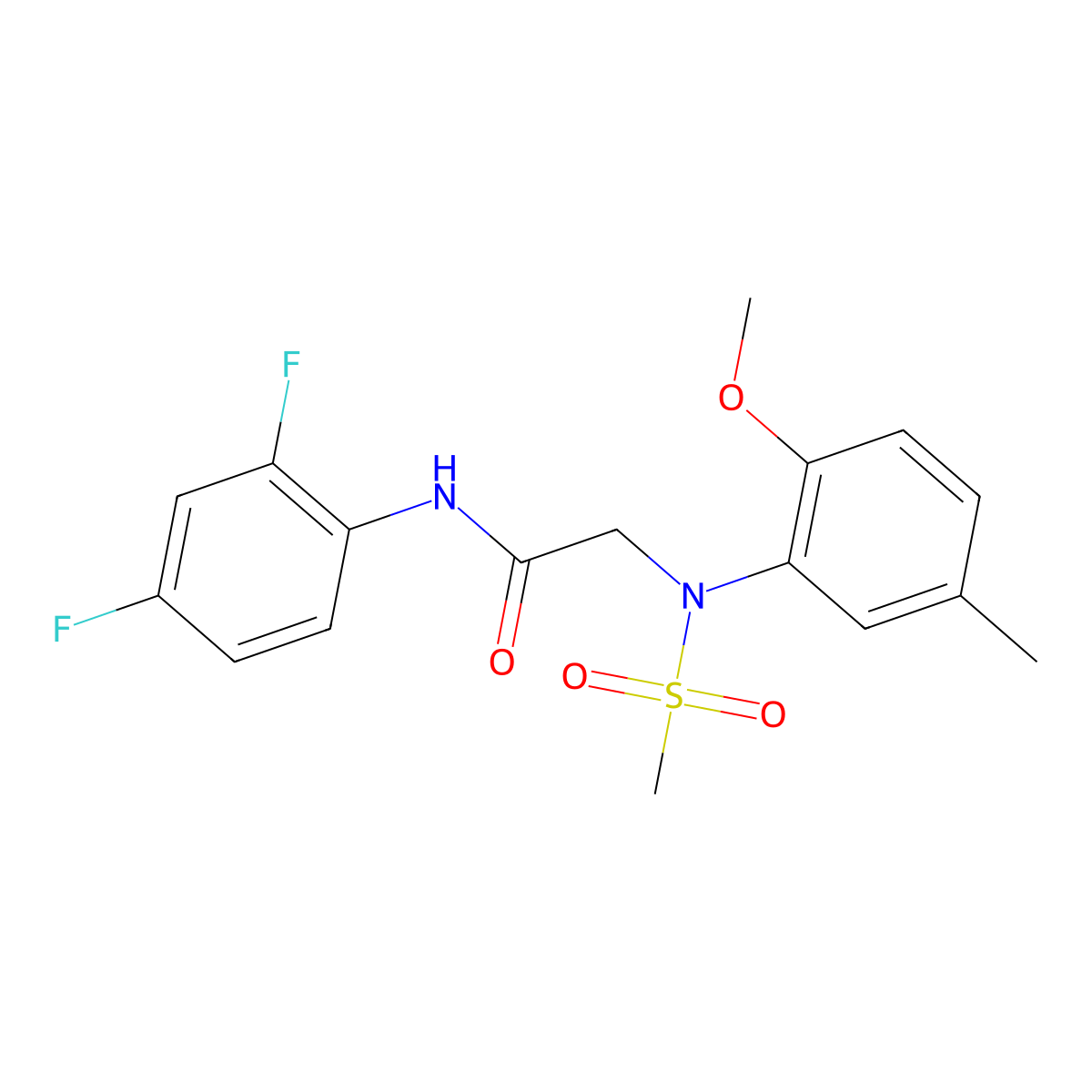 N-(2,4-difluorophenyl)-2-(2-methoxy-5-methyl-N-methylsulfonylanilino)acetamide molecular structure, CAS 532434-38-1