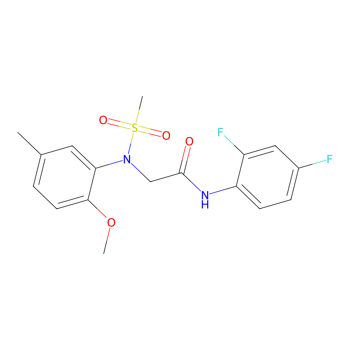 N-(2,4-difluorophenyl)-2-(2-methoxy-5-methyl-N-methylsulfonylanilino)acetamide molecular structure, CAS 532434-38-1