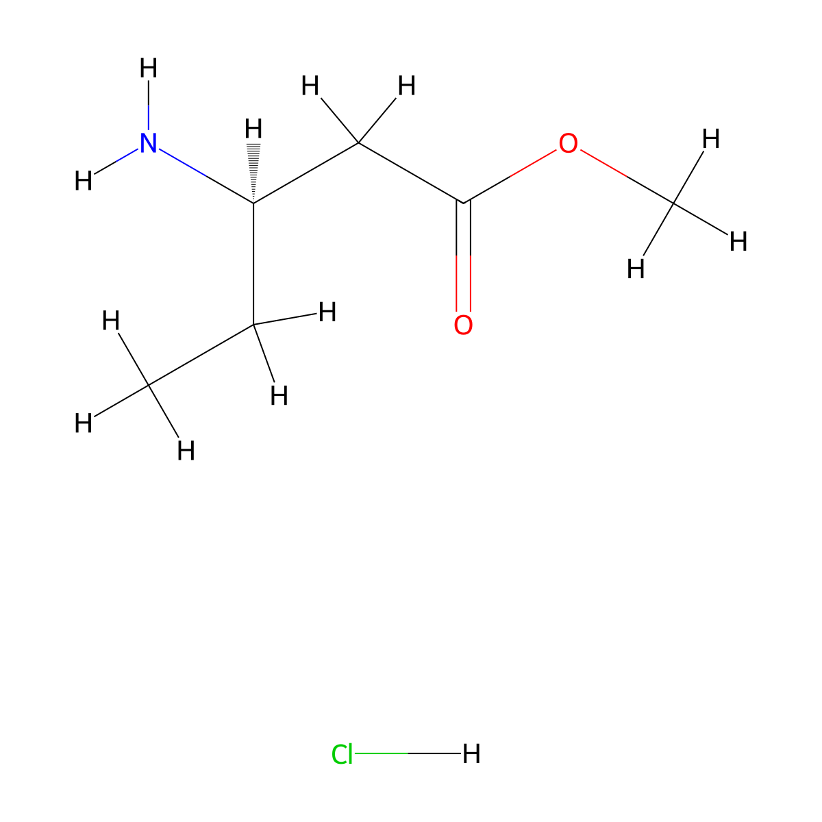 methyl (3R)-3-aminopentanoate hydrochloride molecular structure, CAS 532435-35-1