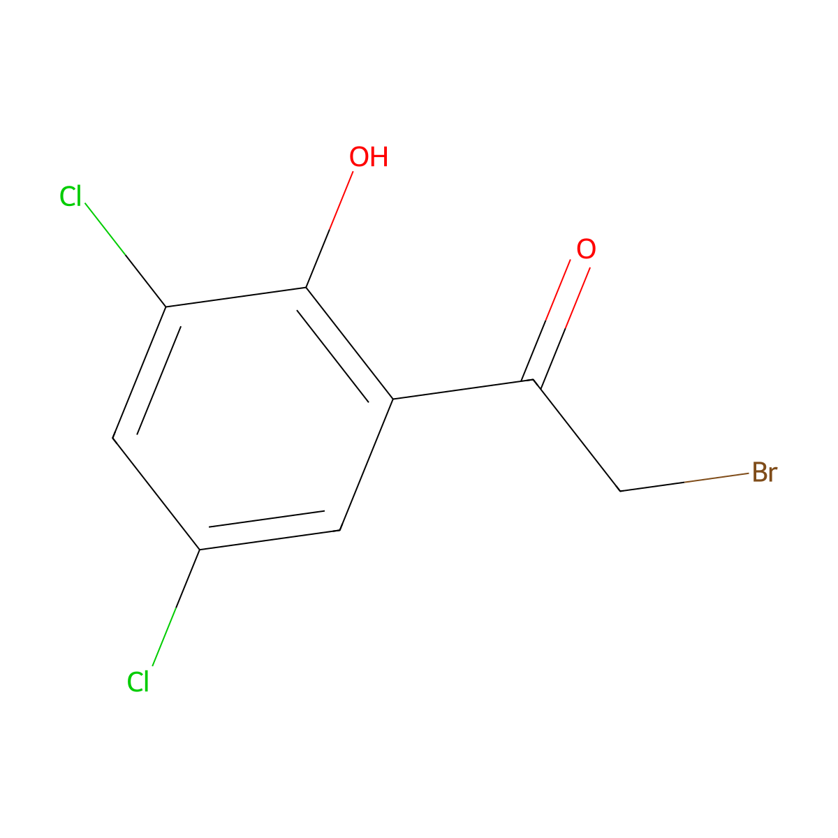 2-Bromo-1-(3,5-dichloro-2-hydroxyphenyl)ethanone molecular structure, CAS 53244-91-0