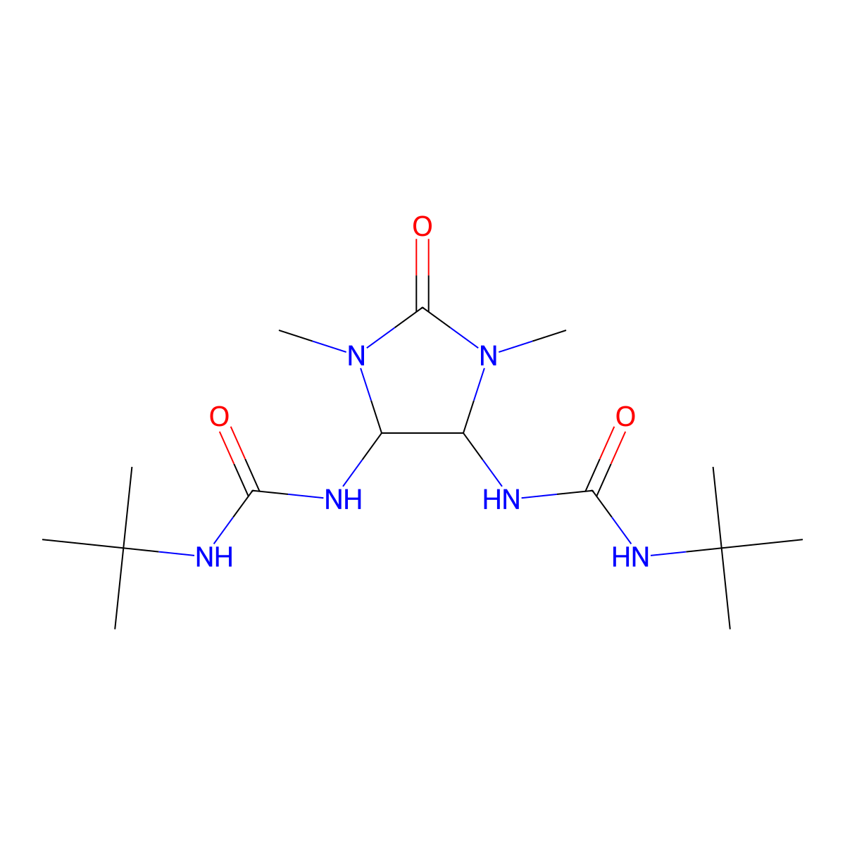 1-Tert-butyl-3-[5-(tert-butylcarbamoylamino)-1,3-dimethyl-2-oxoimidazolidin-4-yl]urea molecular structure, CAS 5325-58-6