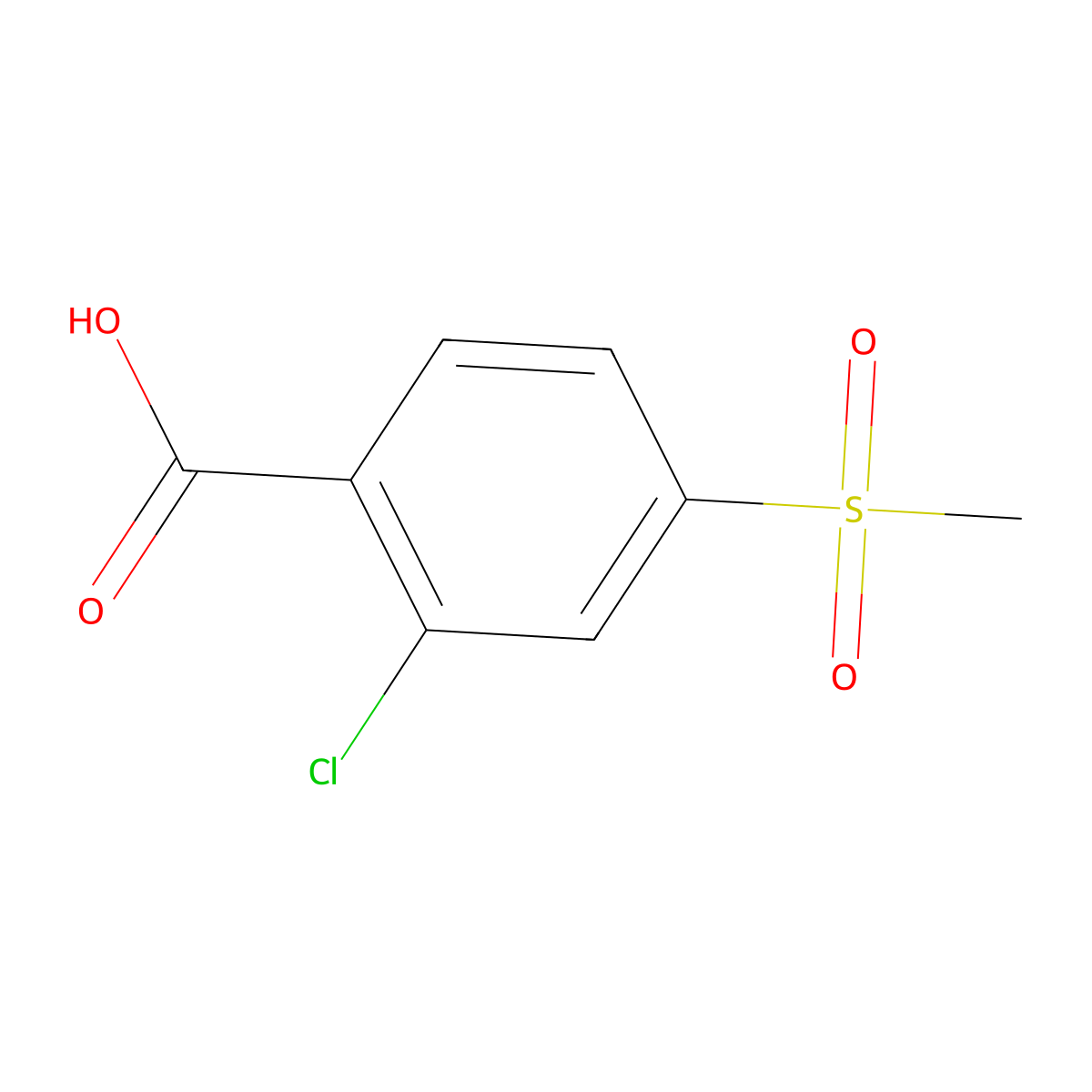 2-Chloro-4-(methylsulfonyl)benzoic acid molecular structure, CAS 53250-83-2