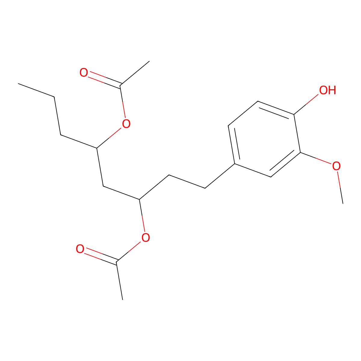 3,5-Octanediol, 1-(4-hydroxy-3-methoxyphenyl)-, 3,5-diacetate molecular structure, CAS 53254-50-5