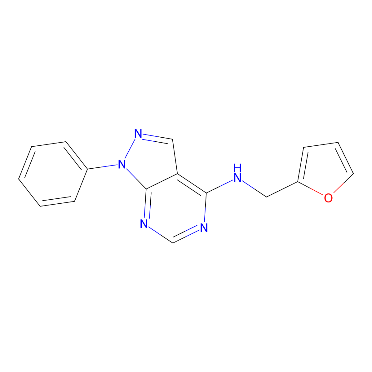 N-(2-Furylmethyl)-1-phenyl-1H-pyrazolo[3,4-d]pyrimidin-4-amine molecular structure, CAS 5326-74-9