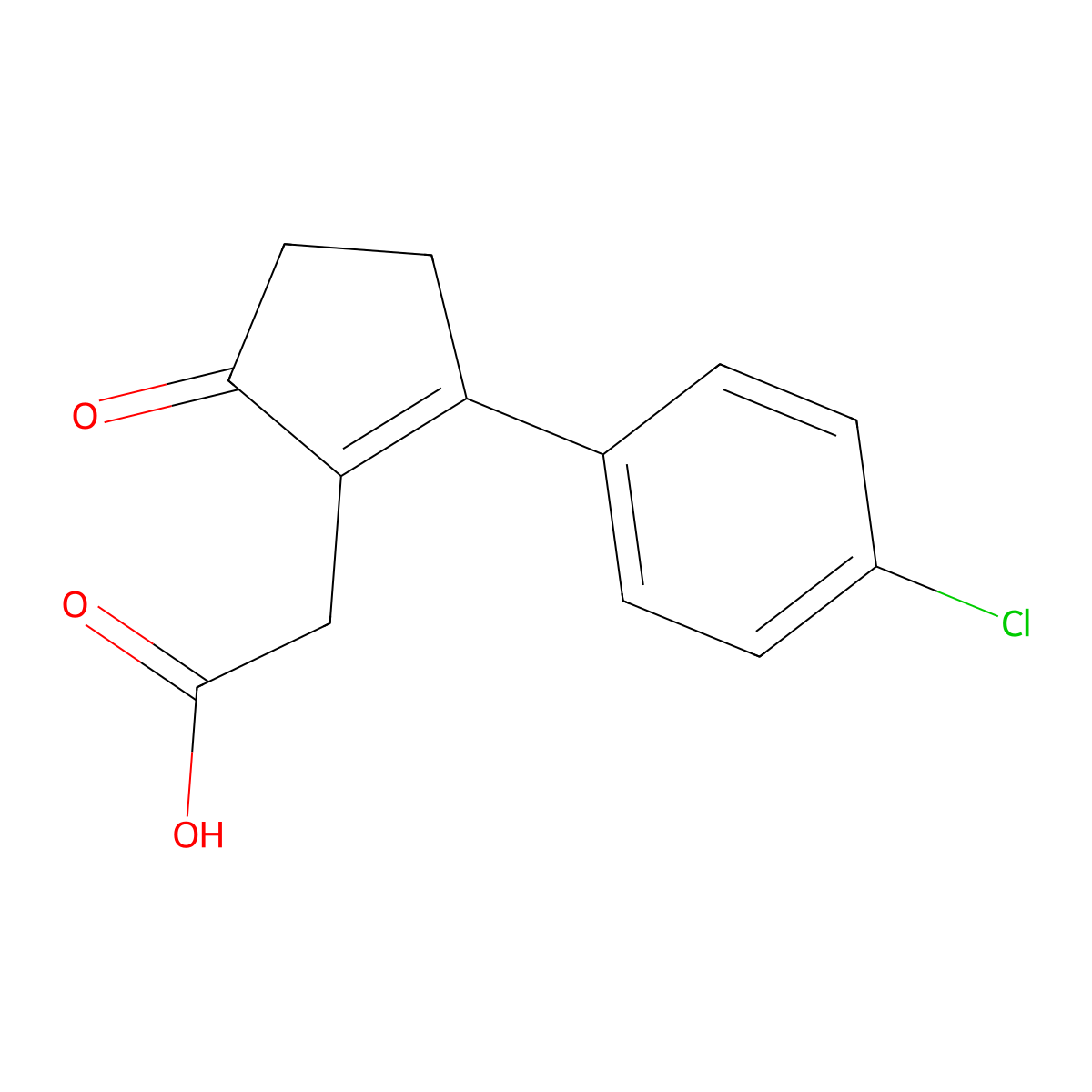 [2-(4-Chloro-phenyl)-5-oxo-cyclopent-1-enyl]-acetic acid molecular structure, CAS 53272-87-0