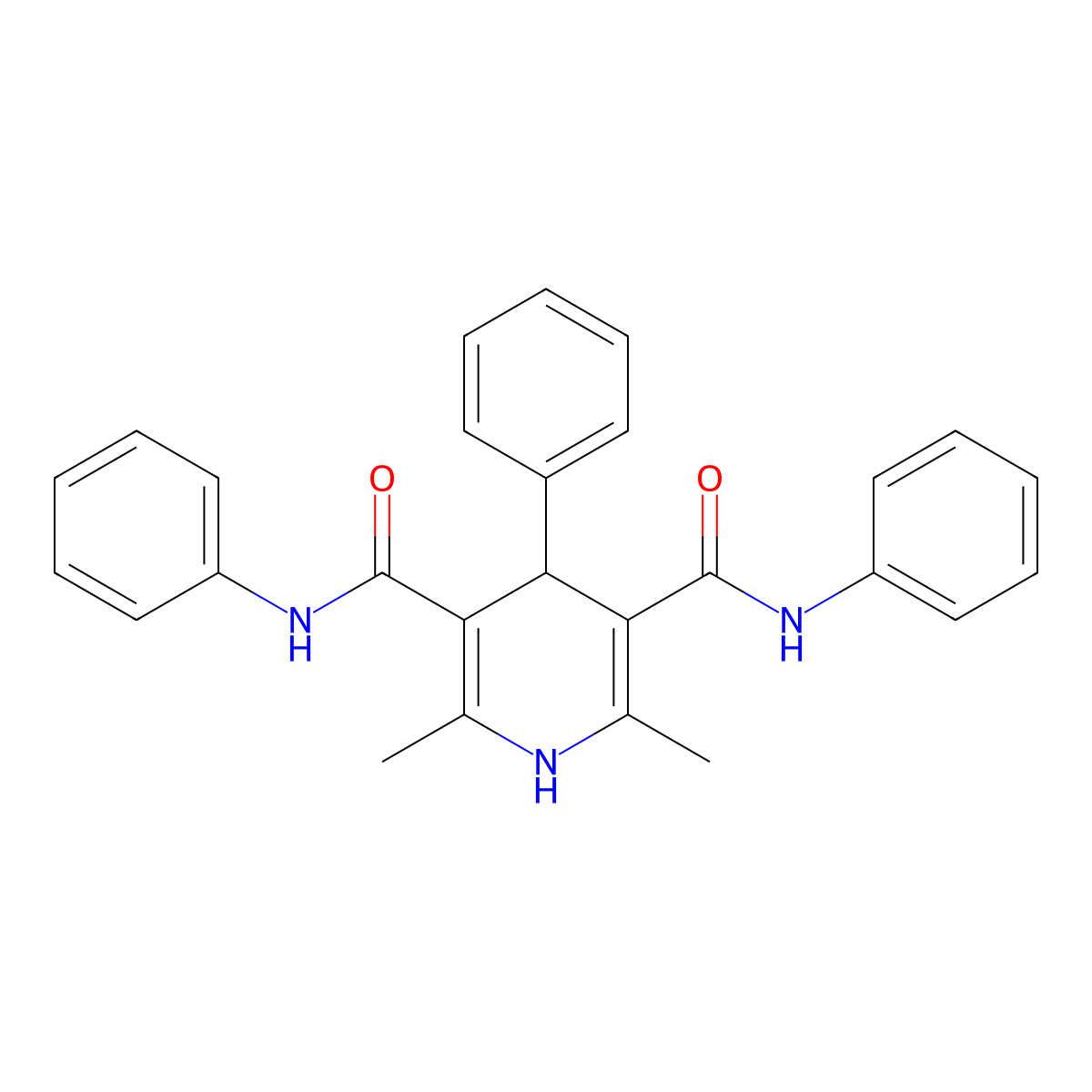 2,6-Dimethyl-N(3),N(5),4-triphenyl-1,4-dihydro-3,5-pyridinedicarboxamide molecular structure, CAS 53274-30-9