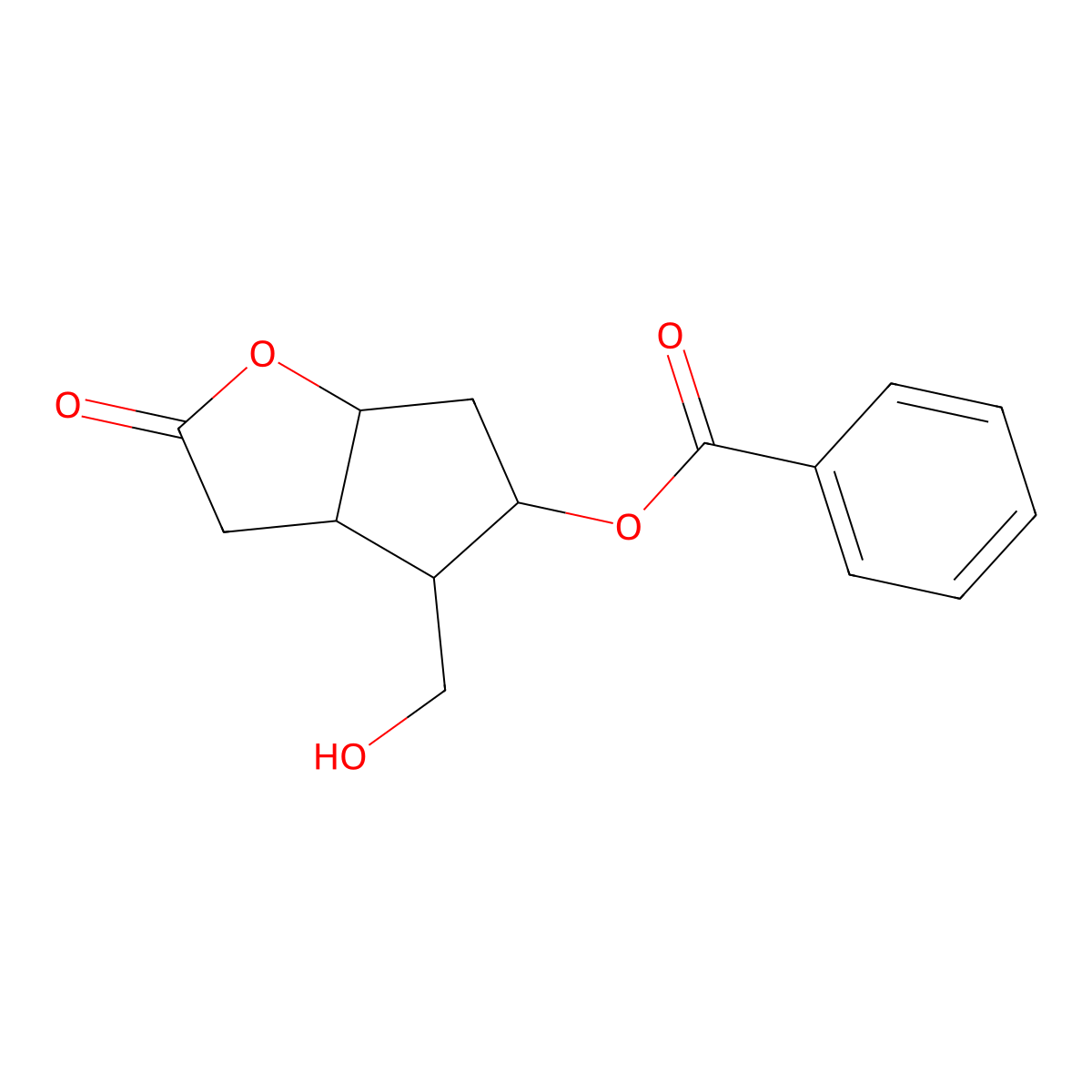 (3AS,4R,5S,6aR)-4-(hydroxymethyl)-2-oxohexahydro-2H-cyclopenta[b]furan-5-yl benzoate molecular structure, CAS 53275-53-9