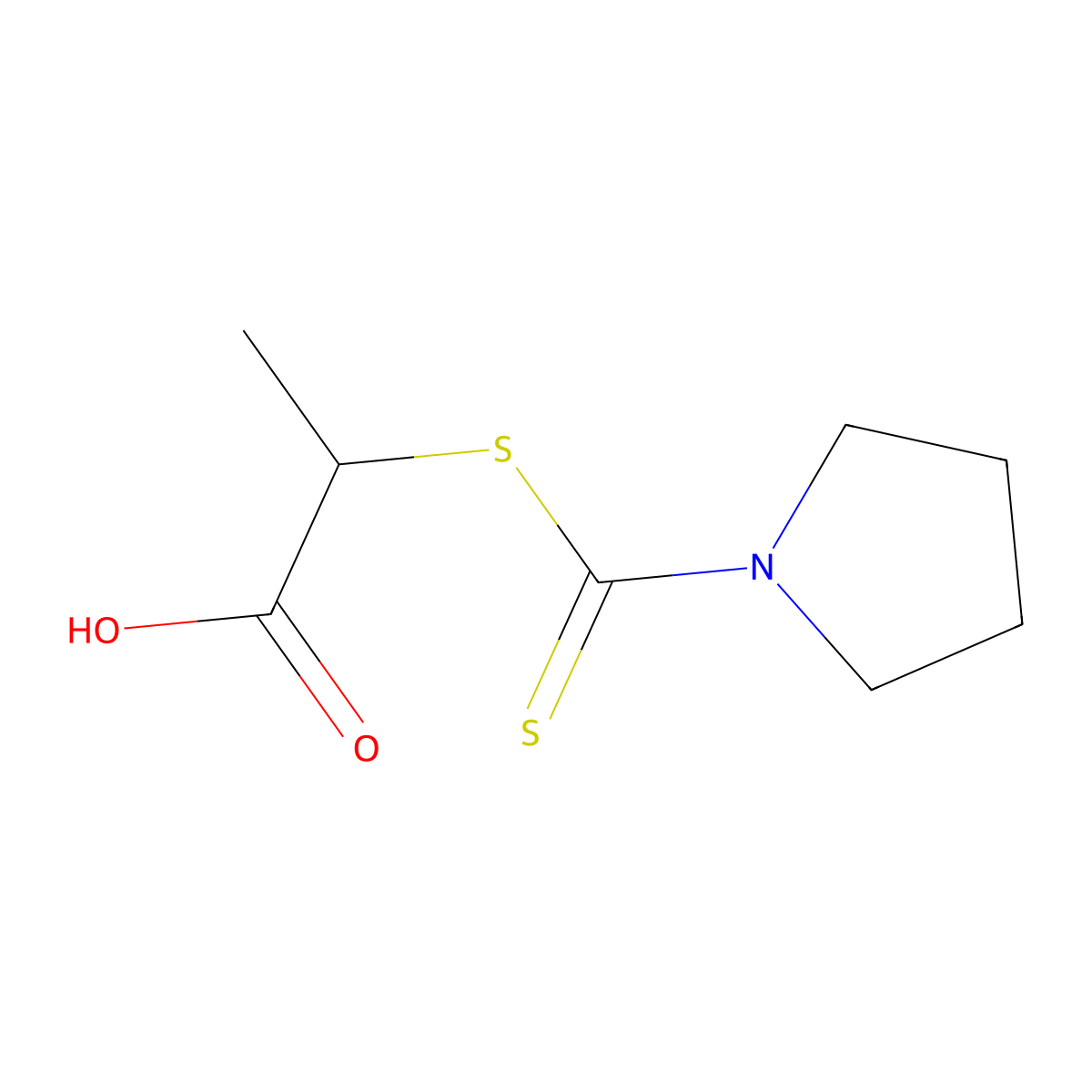 2-(Pyrrolidine-1-carbothioylsulfanyl)-propionic acid molecular structure, CAS 53278-49-2
