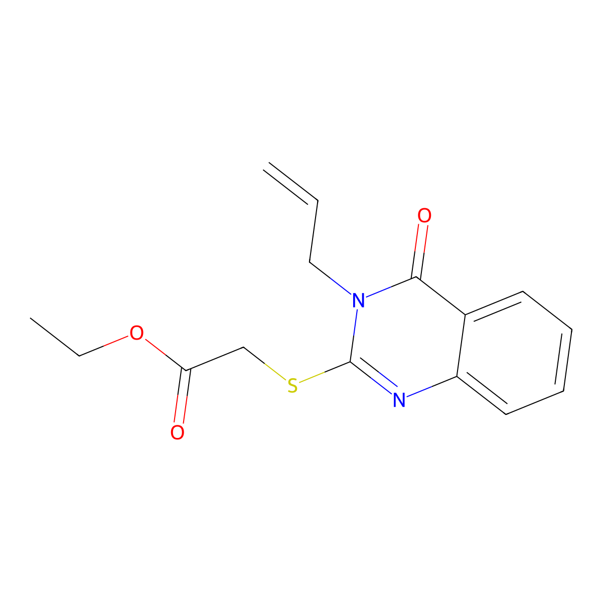 Ethyl 2-(4-oxo-3-prop-2-enyl-3-hydroquinazolin-2-ylthio)acetate molecular structure, CAS 53278-76-5