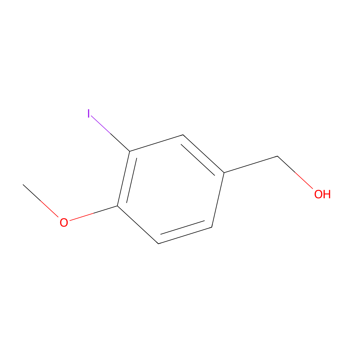 3-Iodo-4-methoxybenzyl alcohol molecular structure, CAS 53279-82-6