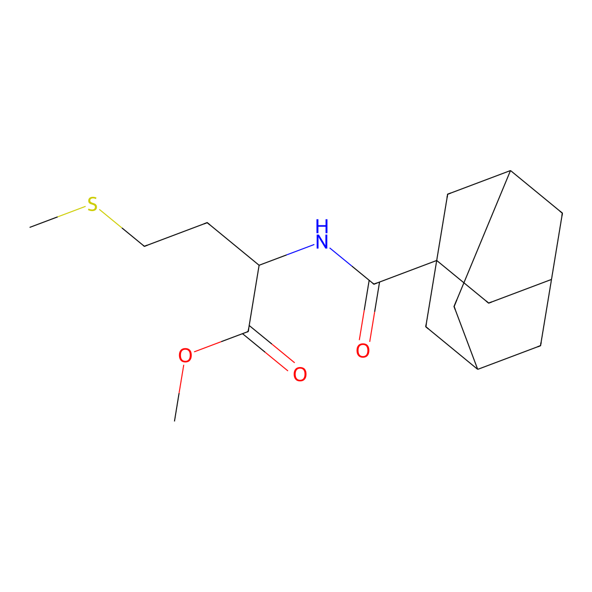 Methyl 2-(adamantane-1-carbonylamino)-4-methylsulfanylbutanoate molecular structure, CAS 5328-43-8