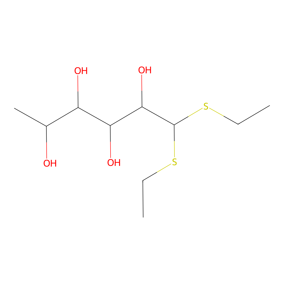 1,1-Bis(ethylsulfanyl)hexane-2,3,4,5-tetrol molecular structure, CAS 5328-49-4