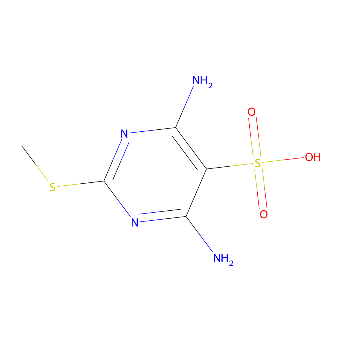 4-Amino-6-imino-2-(methylsulfanyl)-1,6-dihydropyrimidine-5-sulfonic acid molecular structure, CAS 53286-05-8