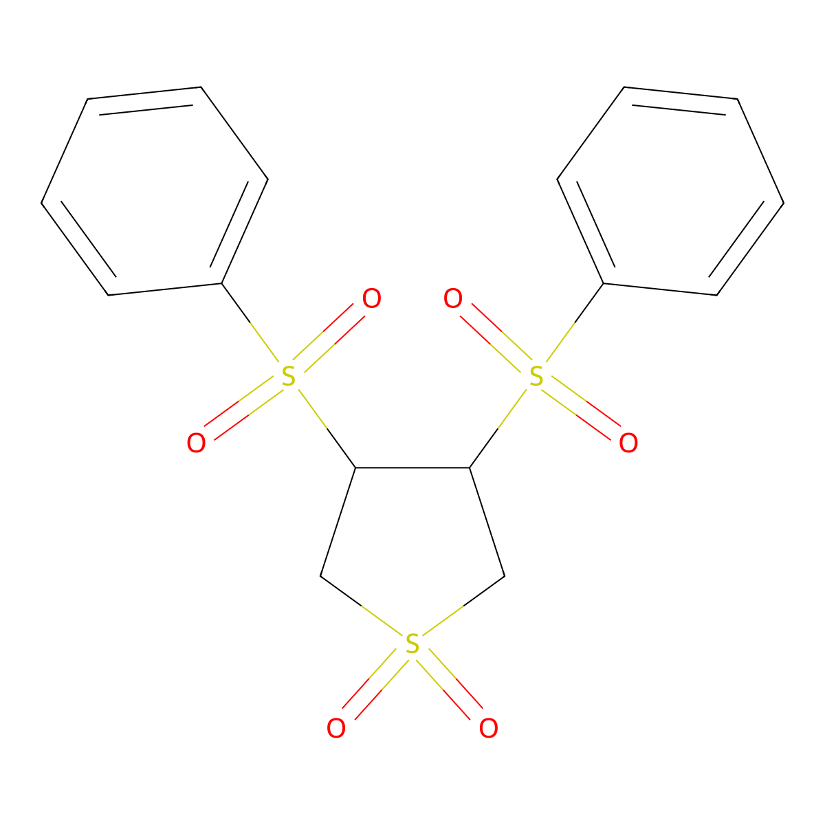 3,4-Bis(phenylsulfonyl)tetrahydrothiophene 1,1-dioxide molecular structure, CAS 53287-37-9