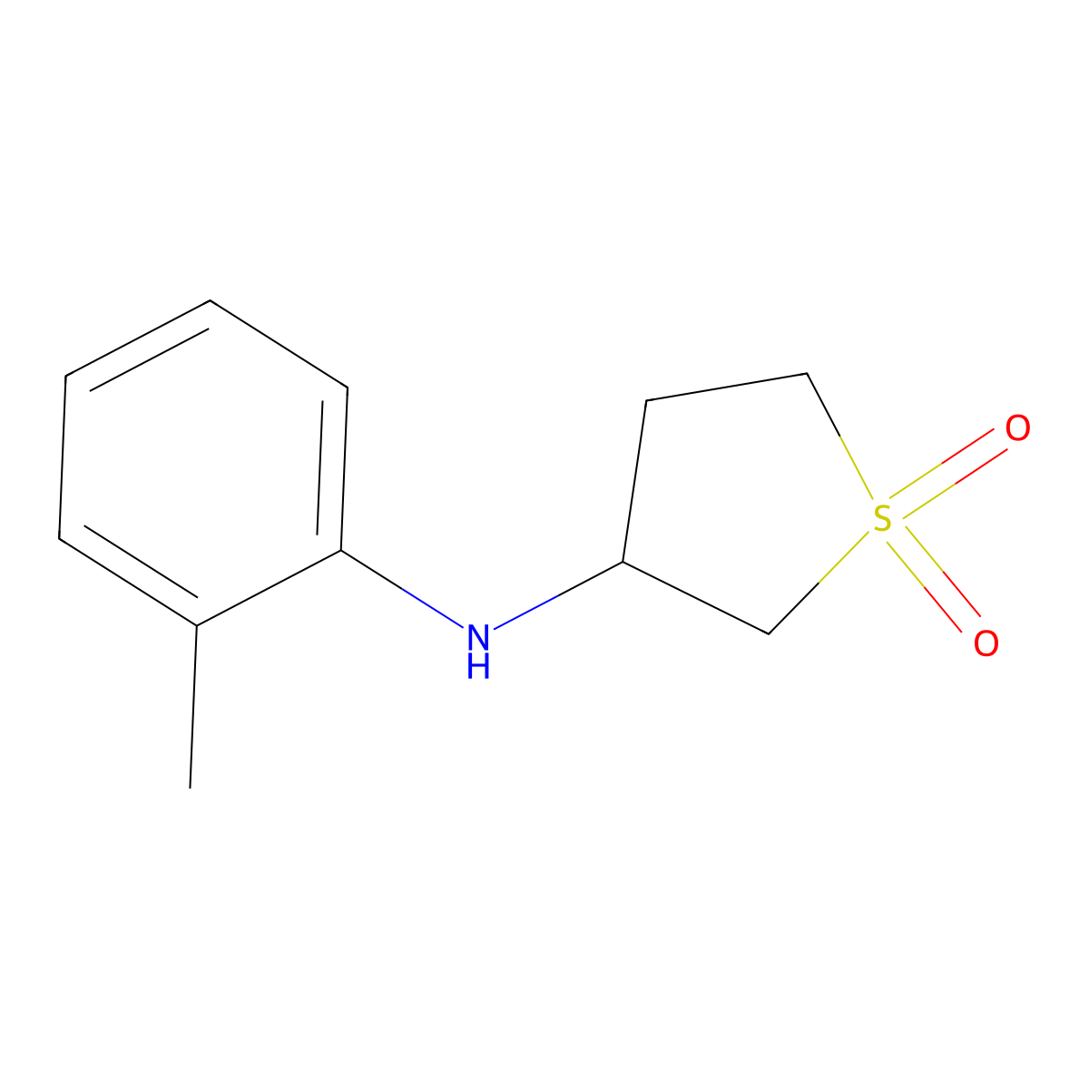 3-Thiophenamine, tetrahydro-N-(2-methylphenyl)-, 1,1-dioxide molecular structure, CAS 53287-54-0