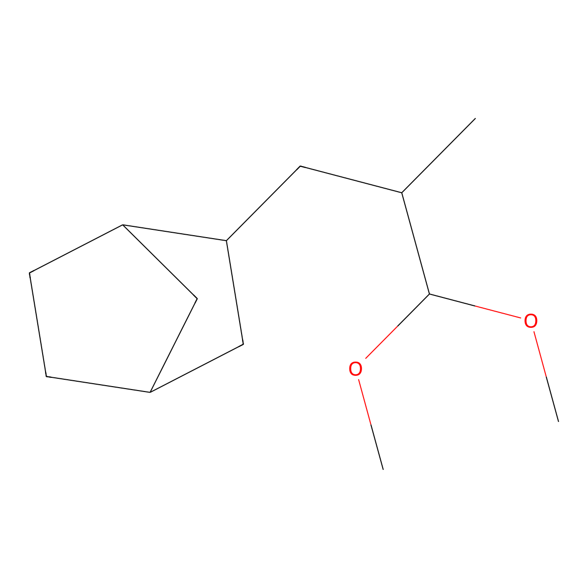 2-(3,3-Dimethoxy-2-methylpropyl)bicyclo[2.2.1]heptane molecular structure, CAS 5329-58-8