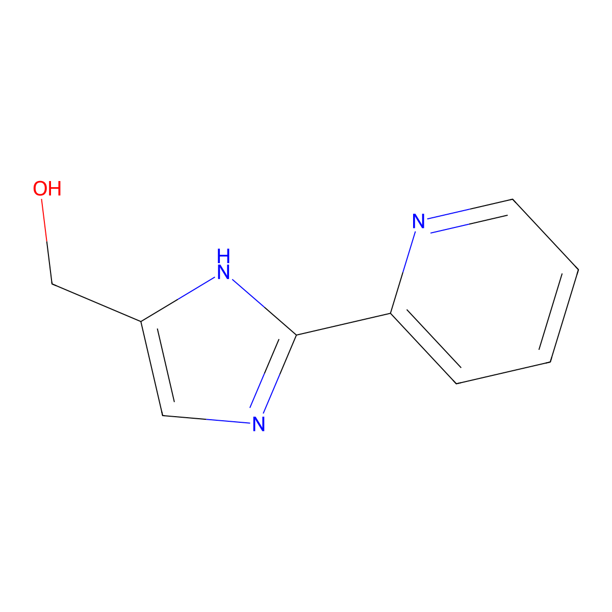 (2-(pyridin-2-yl)-1H-imidazol-5-yl)methanol molecular structure, CAS 53292-71-0