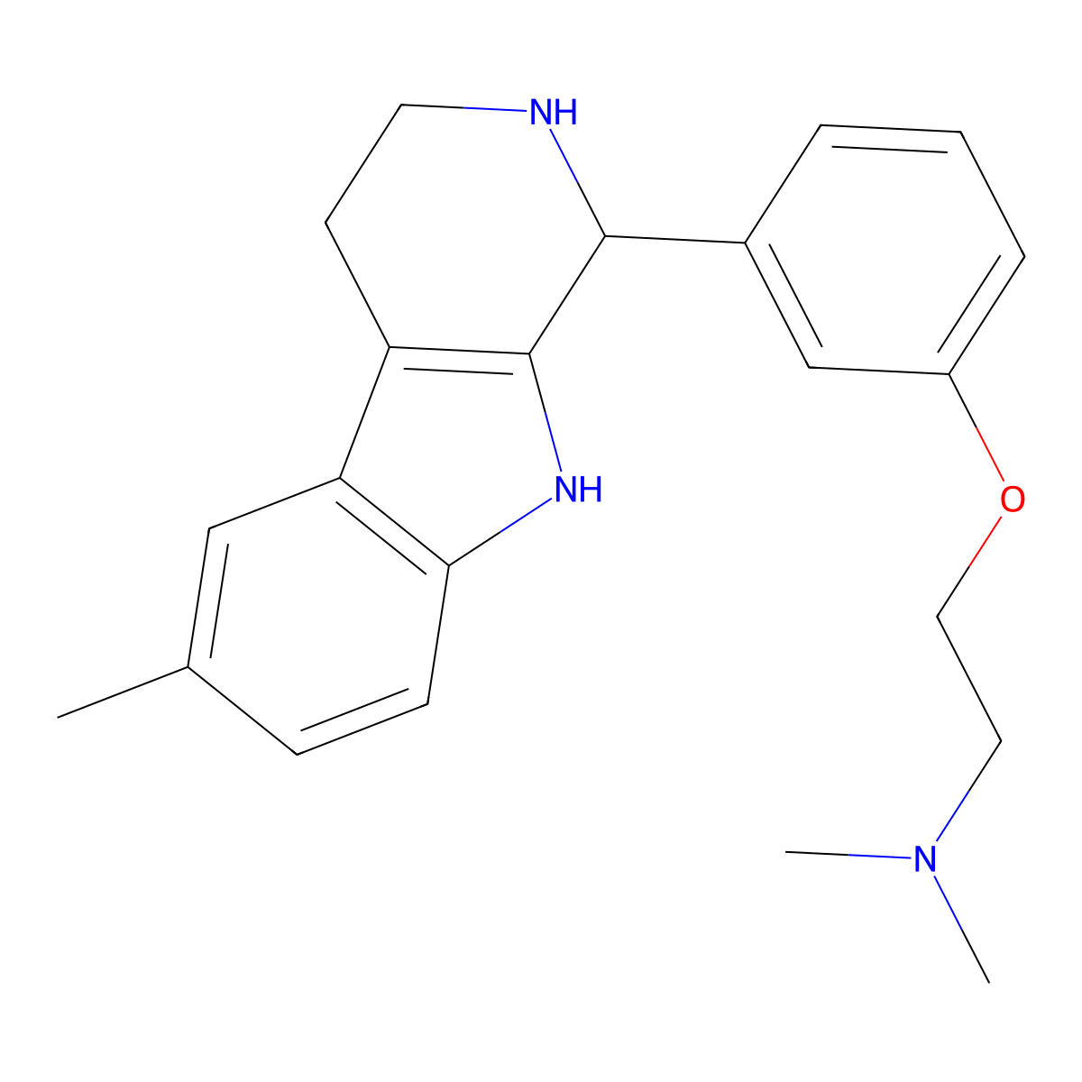 N,N-dimethyl-2-[3-(6-methyl-2,3,4,9-tetrahydro-1H-beta-carbolin-1-yl)phenoxy]ethanamine molecular structure, CAS 532925-41-0