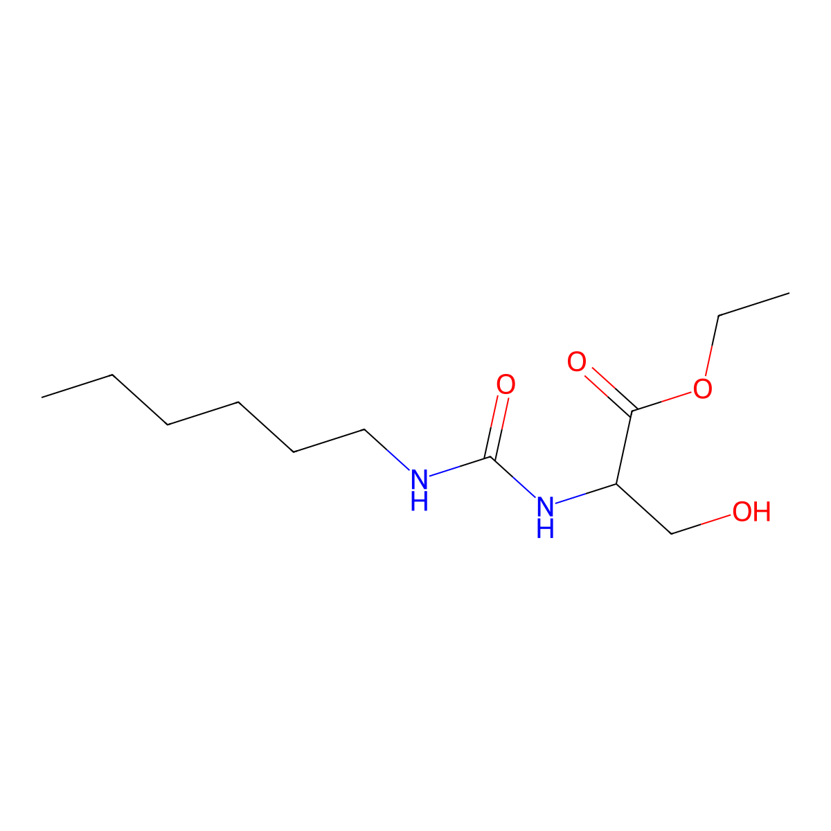 ethyl (2S)-2-((hexylcarbamoyl)amino)-3-hydroxypropanoate molecular structure, CAS 532928-01-1