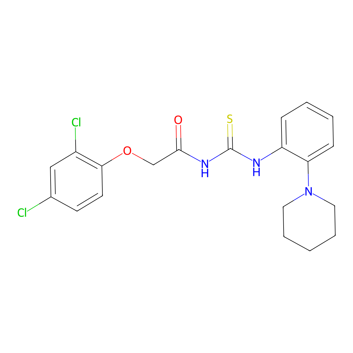 2-(2,4-dichlorophenoxy)-N-[(2-piperidin-1-ylphenyl)carbamothioyl]acetamide molecular structure, CAS 532936-67-7