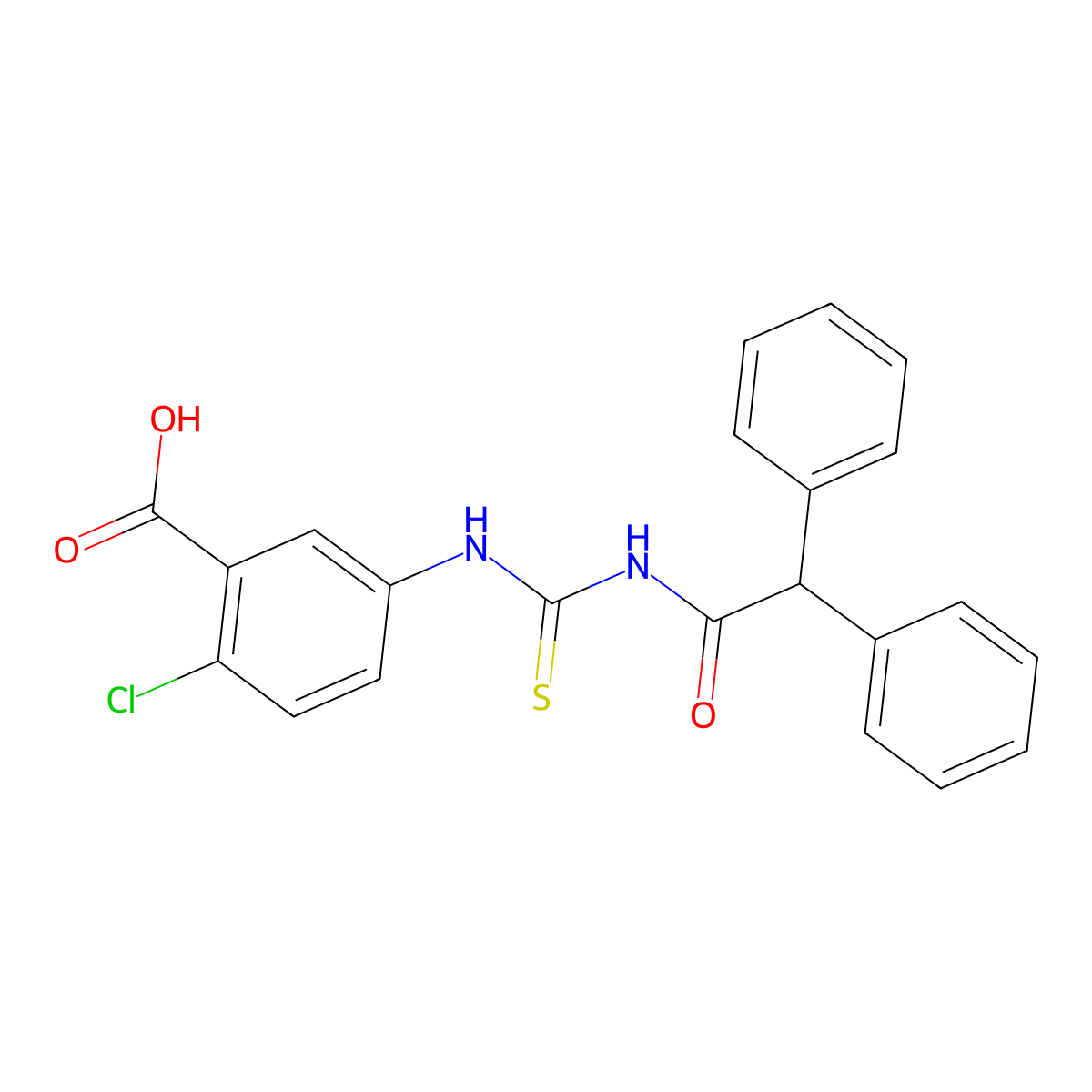 2-Chloro-5-{[(diphenylacetyl)carbamothioyl]amino}benzoic acid molecular structure, CAS 532937-00-1