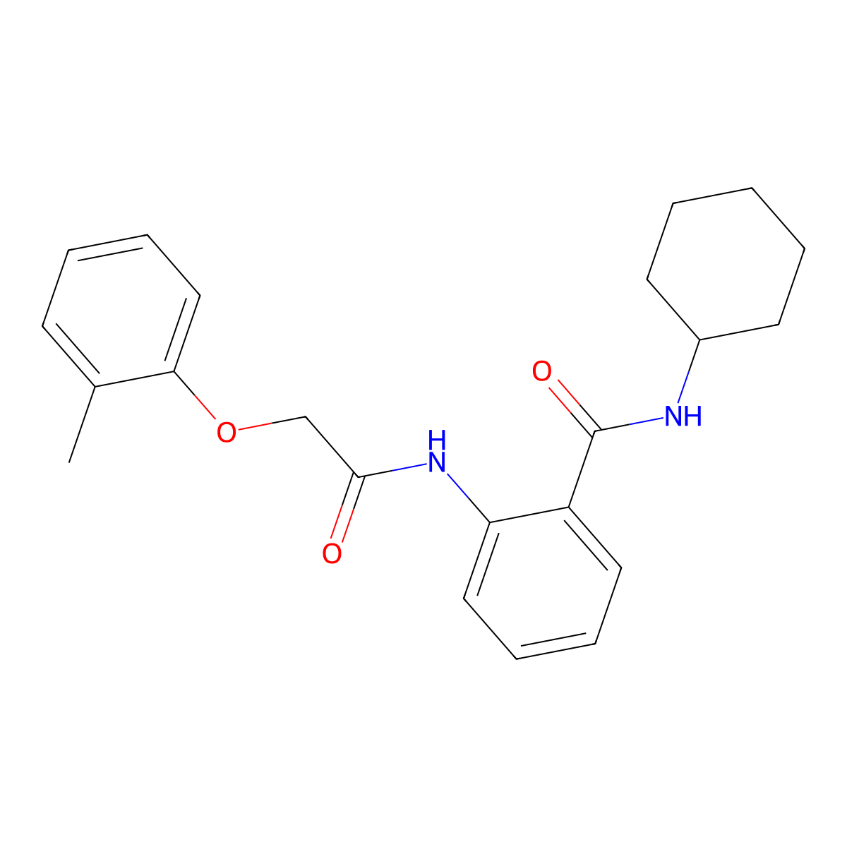 N-cyclohexyl-2-{[(2-methylphenoxy)acetyl]amino}benzamide molecular structure, CAS 532937-30-7