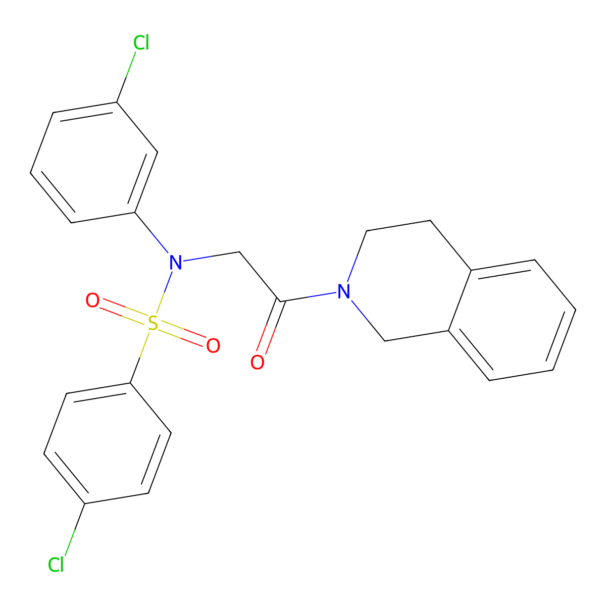 4-chloro-N-(3-chlorophenyl)-N-[2-(3,4-dihydro-1H-isoquinolin-2-yl)-2-oxoethyl]benzenesulfonamide molecular structure, CAS 532937-39-6