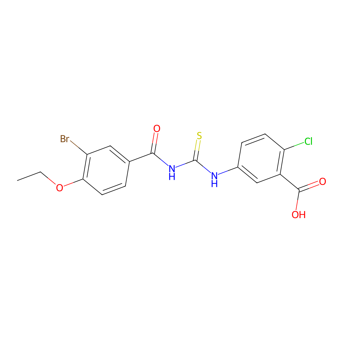 5-({[(3-Bromo-4-ethoxyphenyl)carbonyl]carbamothioyl}amino)-2-chlorobenzoic acid molecular structure, CAS 532937-73-8