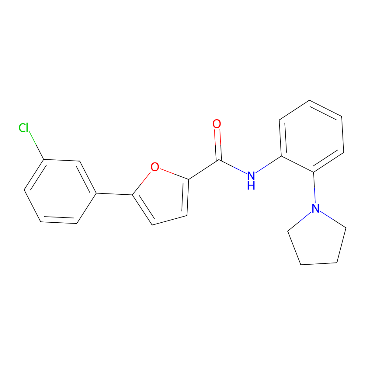 5-(3-chlorophenyl)-N-(2-pyrrolidin-1-ylphenyl)furan-2-carboxamide molecular structure, CAS 532938-73-1
