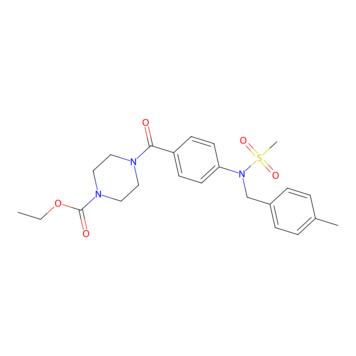 4-{4-[Methanesulfonyl-(4-methyl-benzyl)-amino]-benzoyl}-piperazine-1-carboxylic acid ethyl ester molecular structure, CAS 532938-85-5