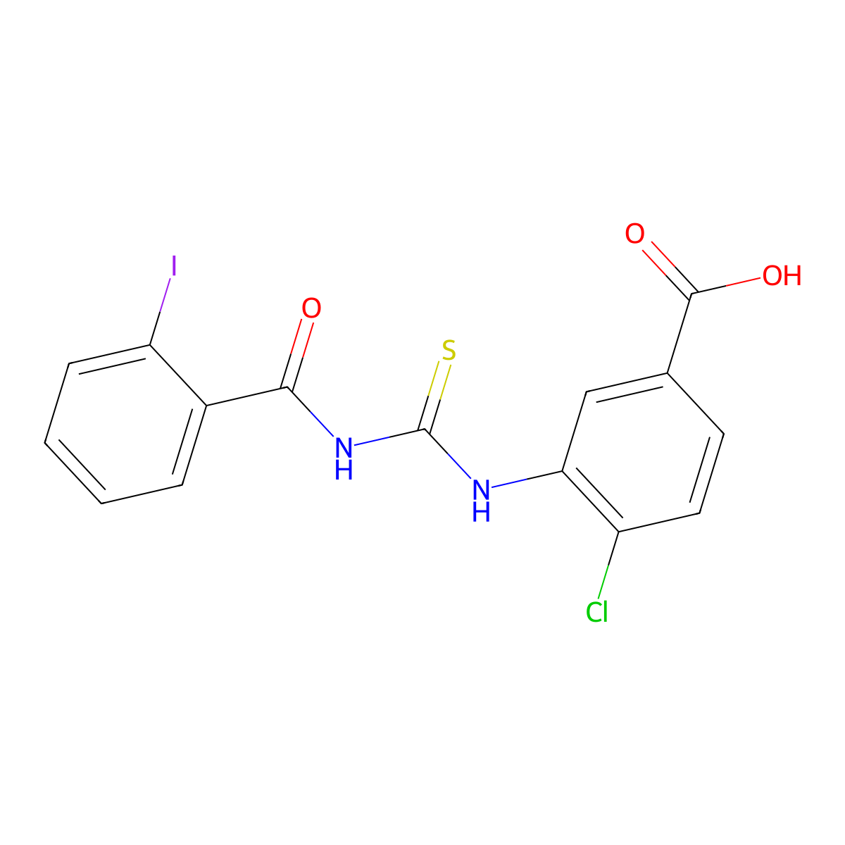 4-Chloro-3-({[(2-iodophenyl)carbonyl]carbamothioyl}amino)benzoic acid molecular structure, CAS 532939-58-5