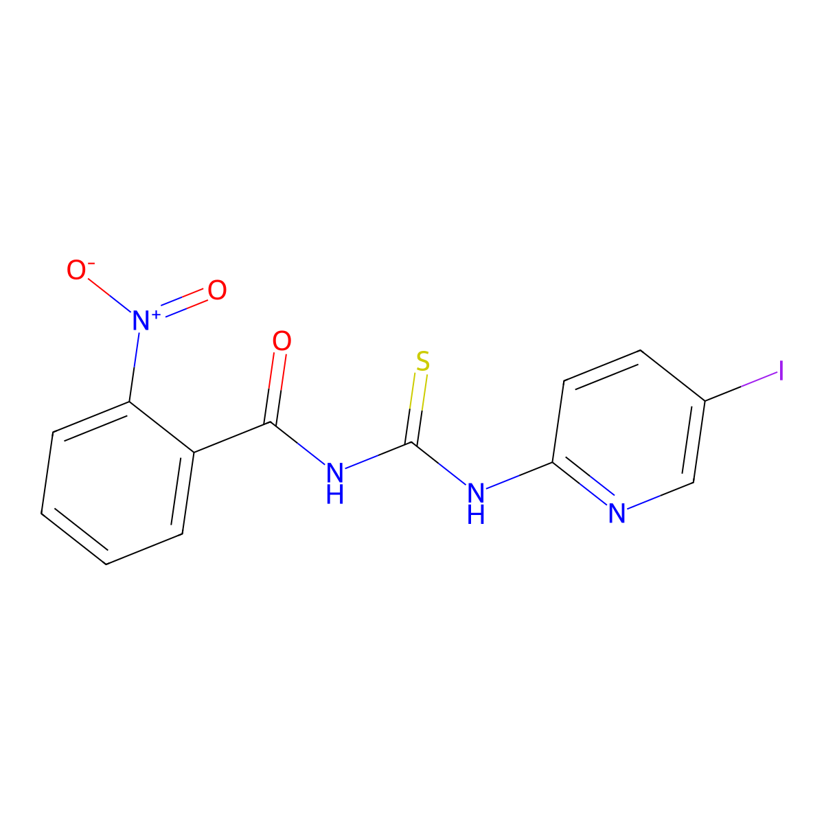 N-[(5-iodopyridin-2-yl)carbamothioyl]-2-nitrobenzamide molecular structure, CAS 532939-90-5