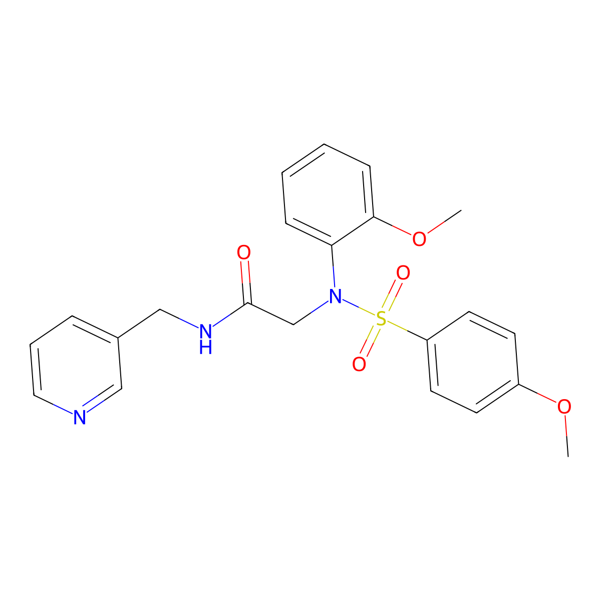 2-(2-methoxy-N-(4-methoxyphenyl)sulfonylanilino)-N-(pyridin-3-ylmethyl)acetamide molecular structure, CAS 532940-83-3