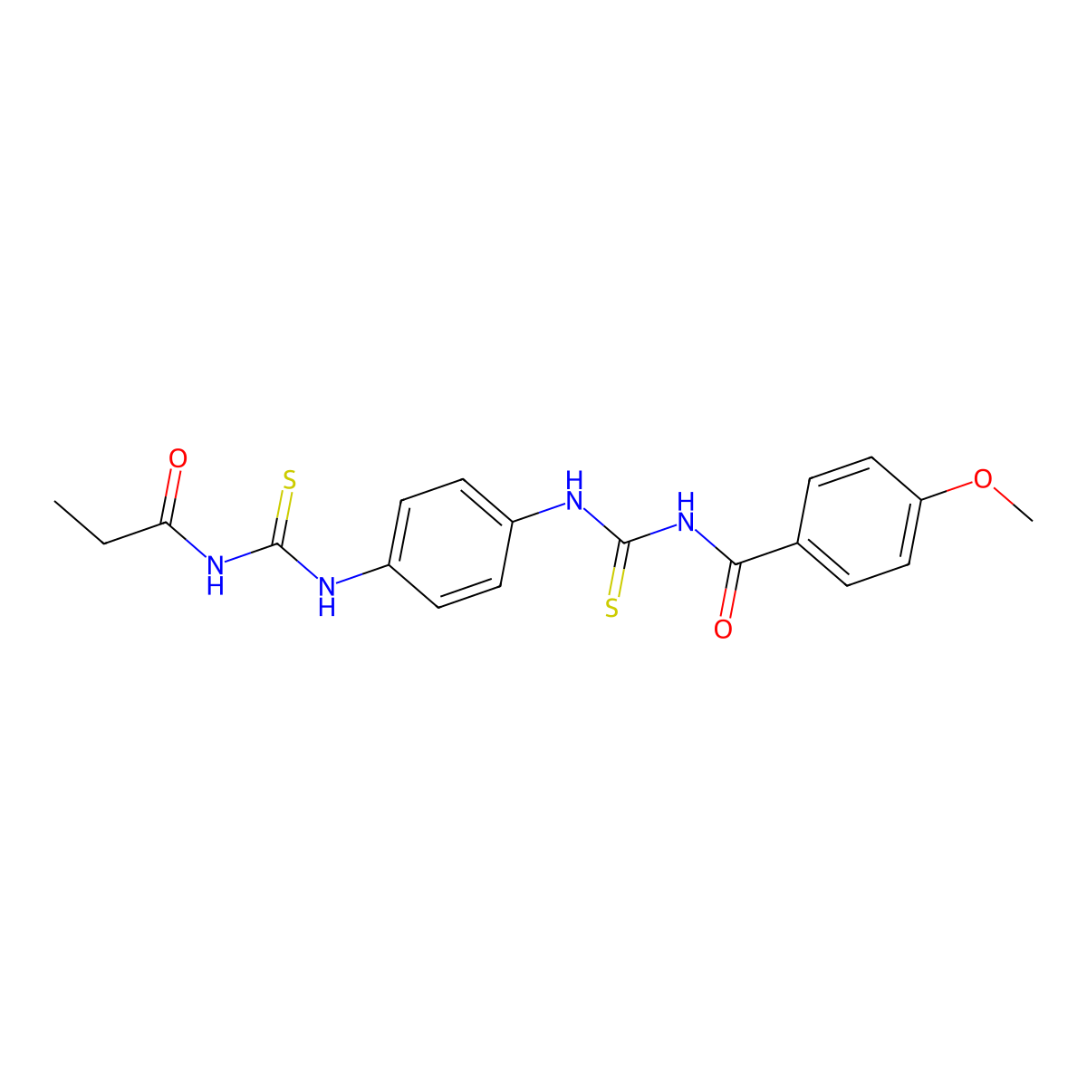 4-methoxy-N-[[4-(propanoylcarbamothioylamino)phenyl]carbamothioyl]benzamide molecular structure, CAS 532941-70-1
