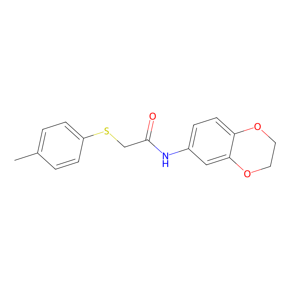 N-(2,3-dihydro-1,4-benzodioxin-6-yl)-2-(4-methylphenyl)sulfanylacetamide molecular structure, CAS 532942-82-8