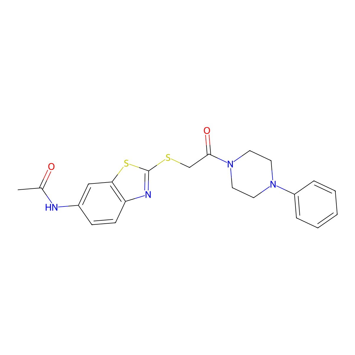 N-(2-{[2-oxo-2-(4-phenylpiperazin-1-yl)ethyl]sulfanyl}-1,3-benzothiazol-6-yl)acetamide molecular structure, CAS 532943-11-6