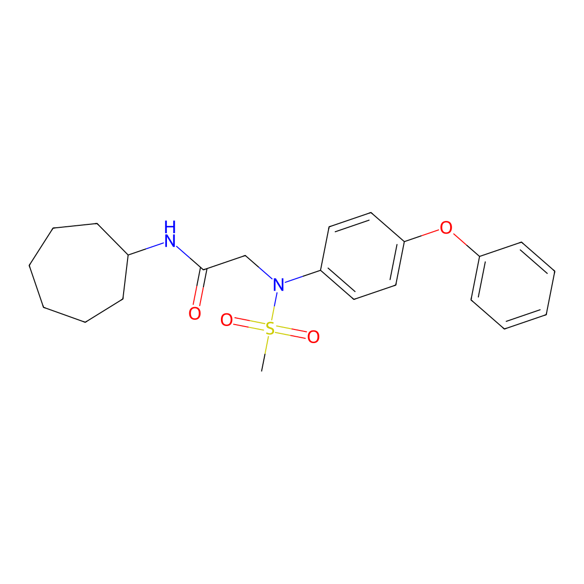 N-cycloheptyl-2-(N-methylsulfonyl-4-phenoxyanilino)acetamide molecular structure, CAS 532943-78-5
