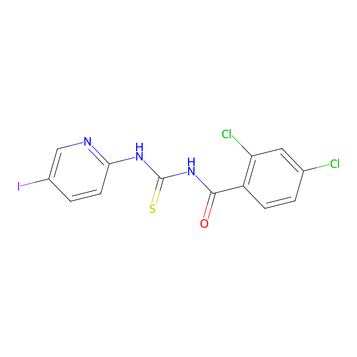 2,4-dichloro-N-[(5-iodopyridin-2-yl)carbamothioyl]benzamide molecular structure, CAS 532944-00-6
