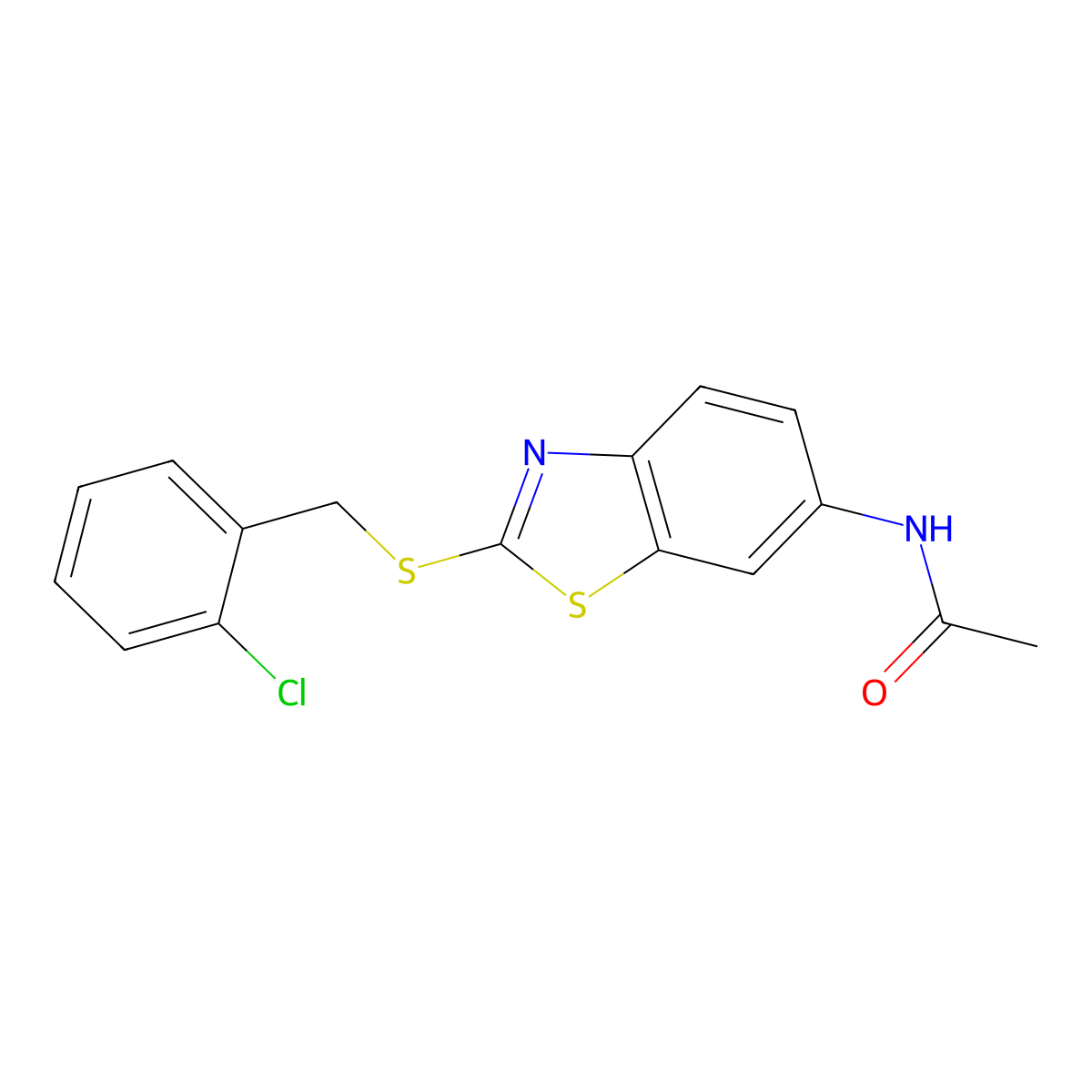 N-{2-[(2-chlorobenzyl)sulfanyl]-1,3-benzothiazol-6-yl}acetamide molecular structure, CAS 532944-21-1