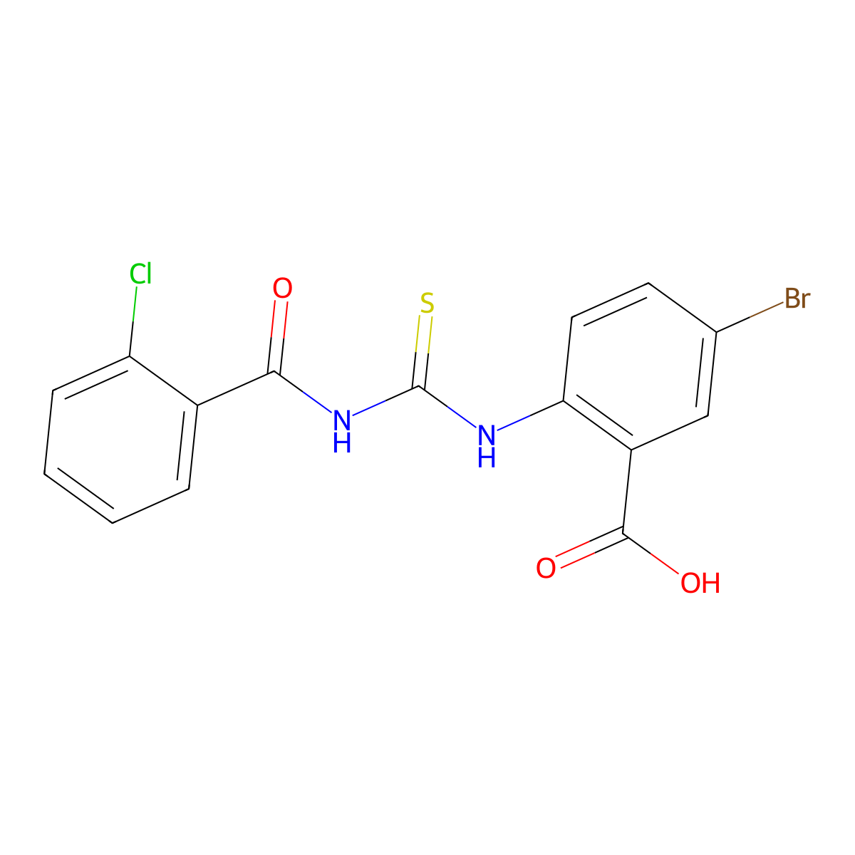 5-Bromo-2-({[(2-chlorophenyl)carbonyl]carbamothioyl}amino)benzoic acid molecular structure, CAS 532944-32-4