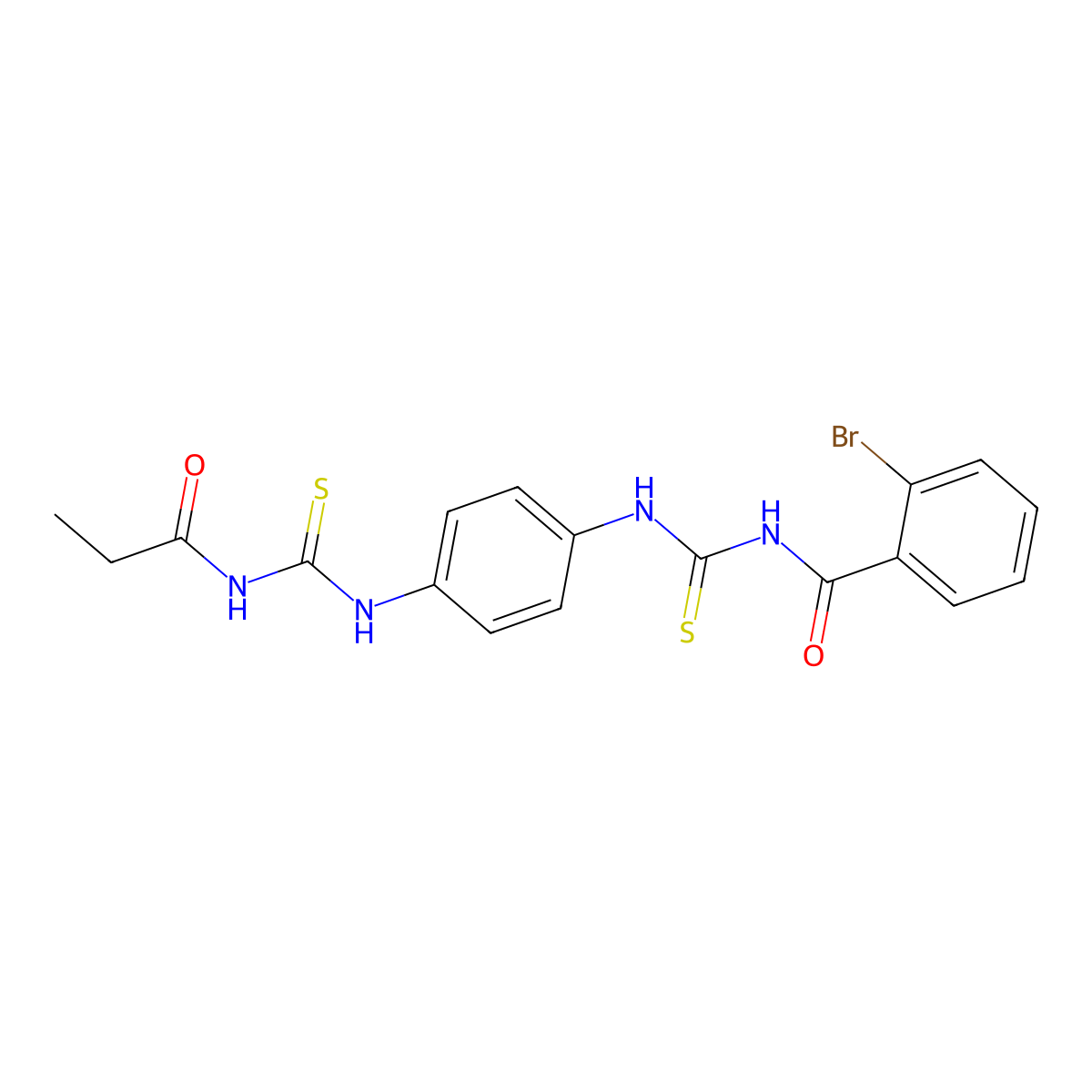 2-bromo-N-[[4-(propanoylcarbamothioylamino)phenyl]carbamothioyl]benzamide molecular structure, CAS 532945-12-3