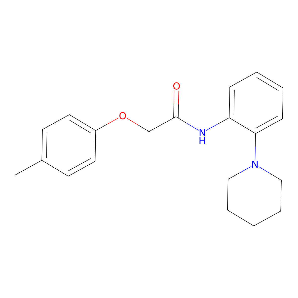 2-(4-methylphenoxy)-N-(2-piperidin-1-ylphenyl)acetamide molecular structure, CAS 532945-17-8