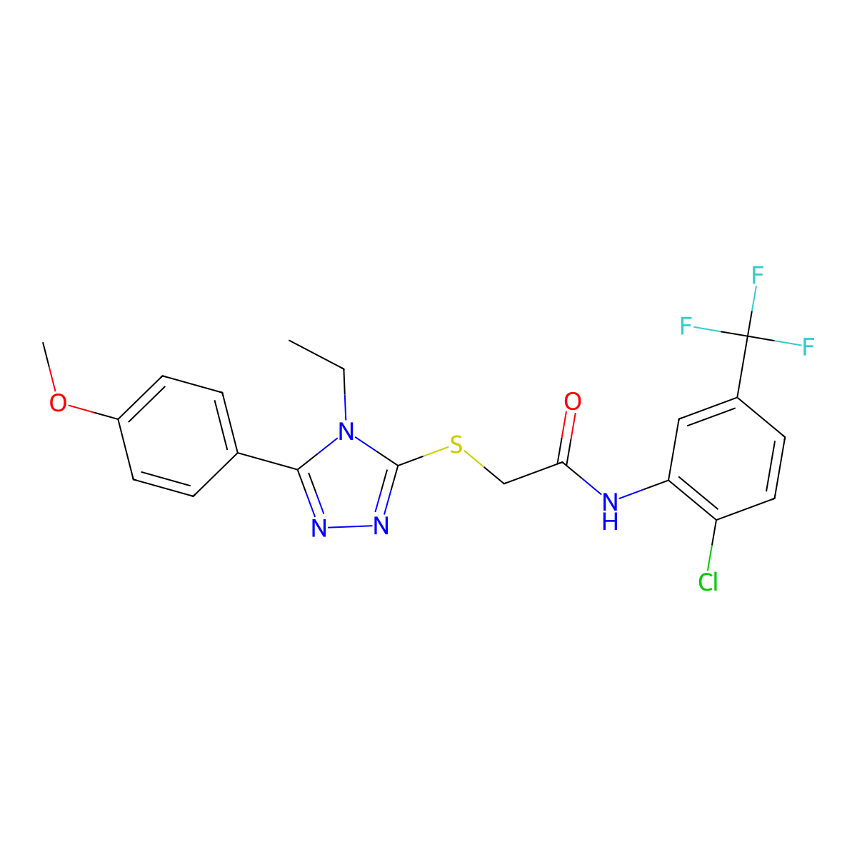 N-[2-chloro-5-(trifluoromethyl)phenyl]-2-[[4-ethyl-5-(4-methoxyphenyl)-1,2,4-triazol-3-yl]sulfanyl]acetamide molecular structure, CAS 532945-20-3