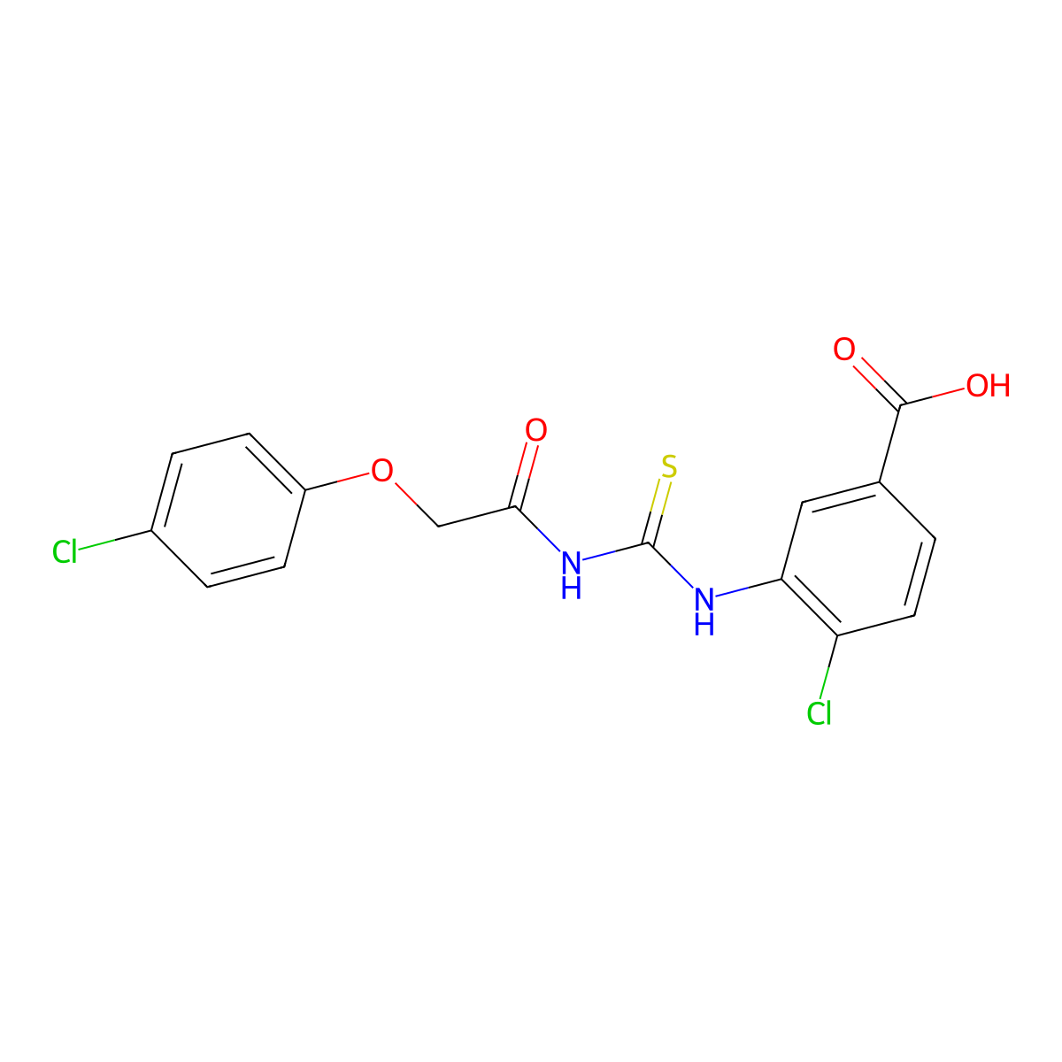4-Chloro-3-({[(4-chlorophenoxy)acetyl]carbamothioyl}amino)benzoic acid molecular structure, CAS 532945-79-2