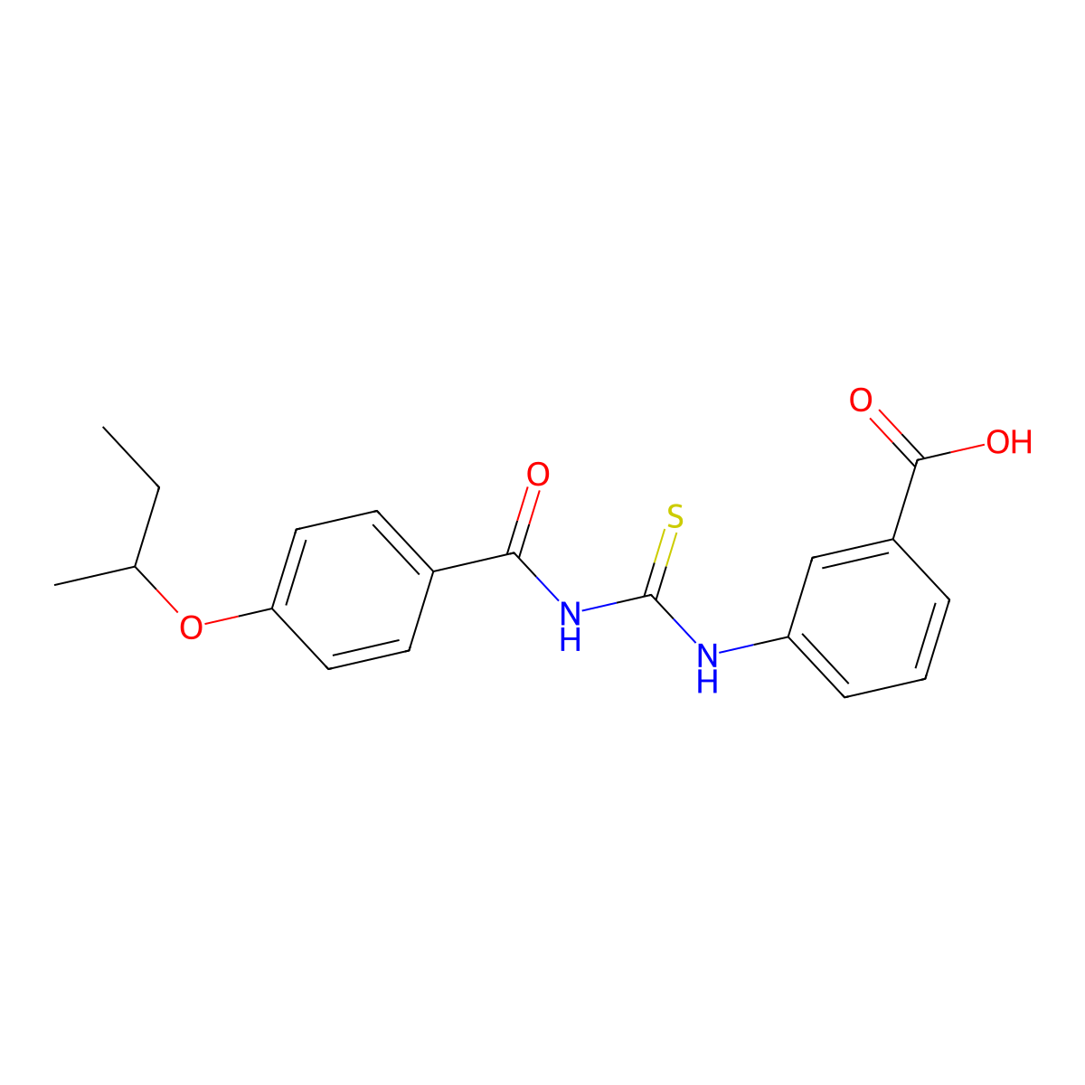 3-[({[4-(Butan-2-yloxy)phenyl]carbonyl}carbamothioyl)amino]benzoic acid molecular structure, CAS 532946-20-6